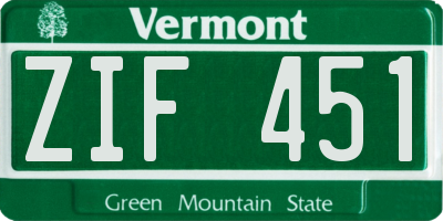 VT license plate ZIF451