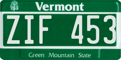 VT license plate ZIF453