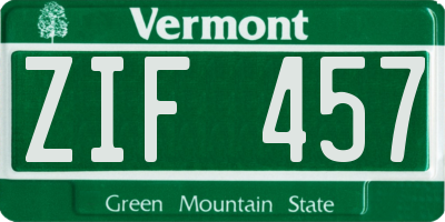 VT license plate ZIF457