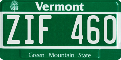 VT license plate ZIF460