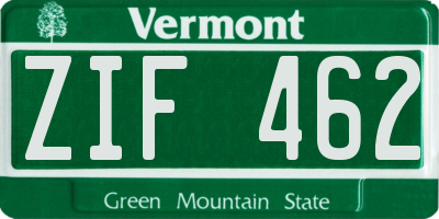VT license plate ZIF462