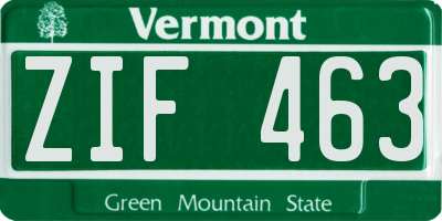 VT license plate ZIF463