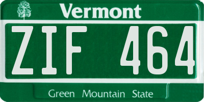 VT license plate ZIF464