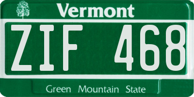 VT license plate ZIF468