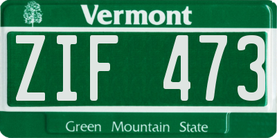 VT license plate ZIF473