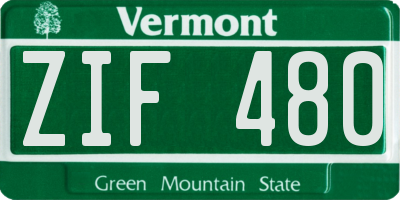 VT license plate ZIF480