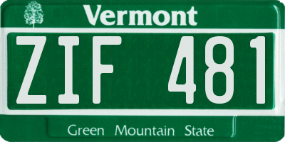 VT license plate ZIF481