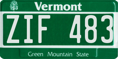 VT license plate ZIF483