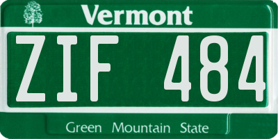 VT license plate ZIF484