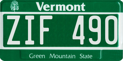 VT license plate ZIF490