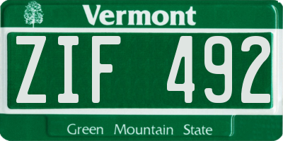 VT license plate ZIF492
