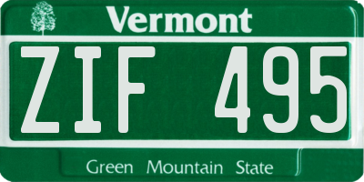 VT license plate ZIF495