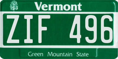VT license plate ZIF496