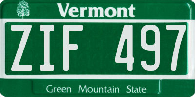 VT license plate ZIF497