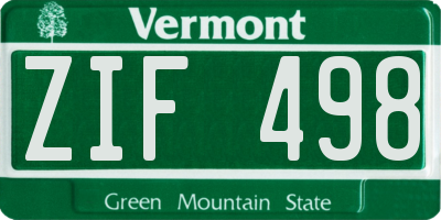 VT license plate ZIF498