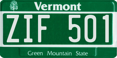 VT license plate ZIF501