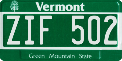 VT license plate ZIF502