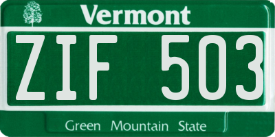 VT license plate ZIF503