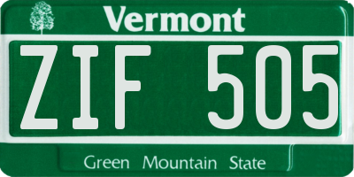 VT license plate ZIF505