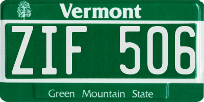 VT license plate ZIF506