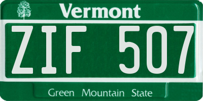 VT license plate ZIF507