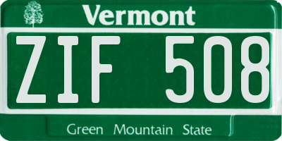 VT license plate ZIF508