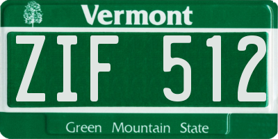 VT license plate ZIF512