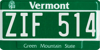 VT license plate ZIF514