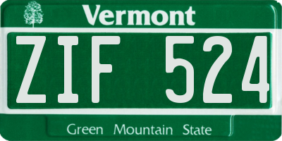 VT license plate ZIF524