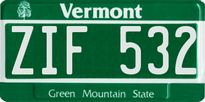VT license plate ZIF532