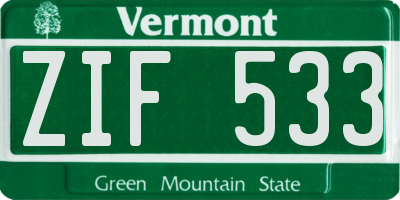 VT license plate ZIF533