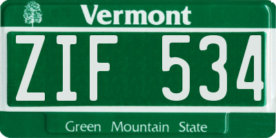 VT license plate ZIF534
