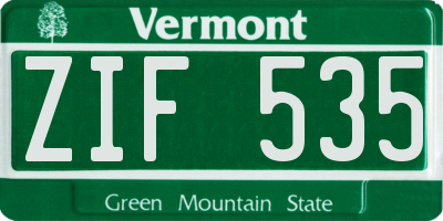 VT license plate ZIF535