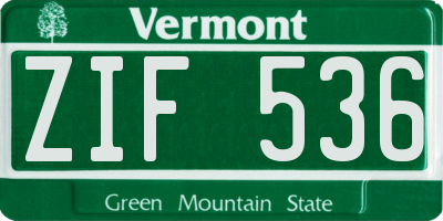 VT license plate ZIF536