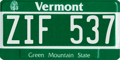 VT license plate ZIF537