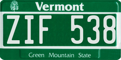VT license plate ZIF538
