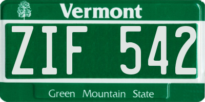 VT license plate ZIF542