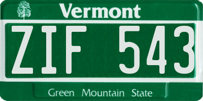 VT license plate ZIF543