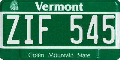 VT license plate ZIF545