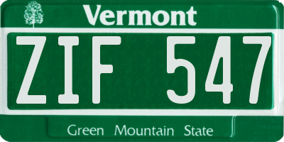 VT license plate ZIF547