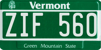 VT license plate ZIF560