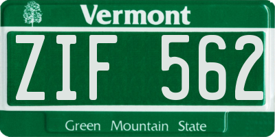 VT license plate ZIF562
