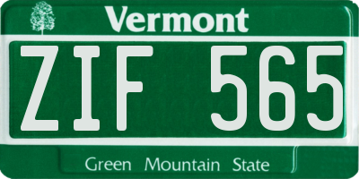 VT license plate ZIF565