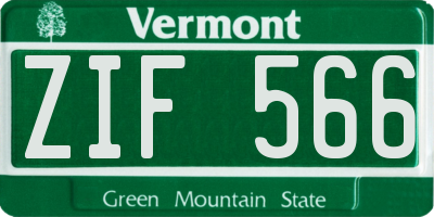 VT license plate ZIF566