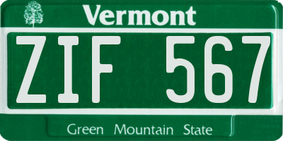 VT license plate ZIF567