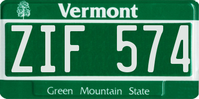 VT license plate ZIF574