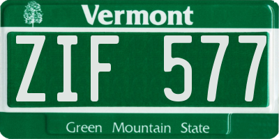 VT license plate ZIF577