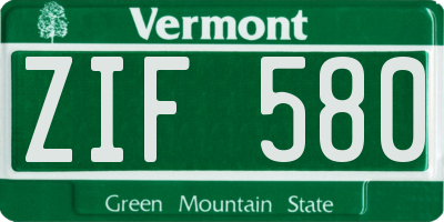VT license plate ZIF580