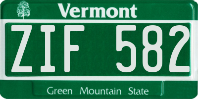 VT license plate ZIF582