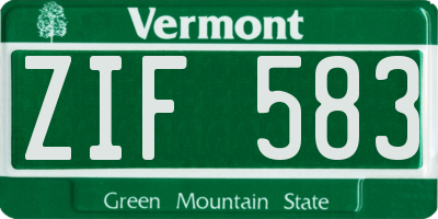 VT license plate ZIF583